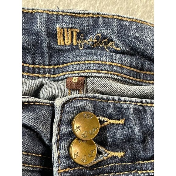 Kut Jeans Womens 6 Blue Dark Wash Regular Capri Distressed Ankle Casual Solid - Picture 10 of 16